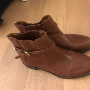 Brown leather booties